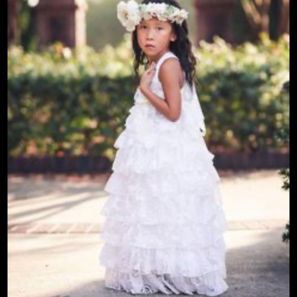 Girls Belle and Kai maxi halter top boho ruffle dress Flowergirl Size 14 NWT